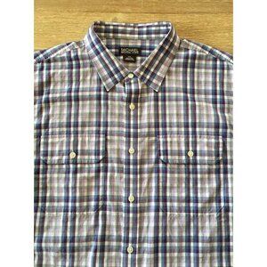 MICHAEL Michael Kors Mens XXL Long Sleeve Button Up Shirt Purple Plaid Pockets